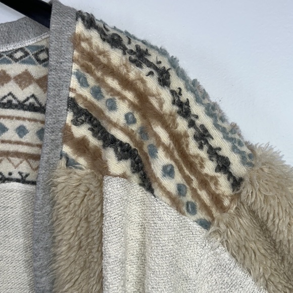 Anthropologie Amadi Chaparral cardigan mixed media knit Sherpa size Large - Picture 9 of 10